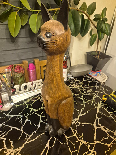 Carved wooden cat - carved,