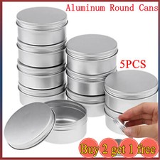 5x Round Aluminum Box Tin Cans