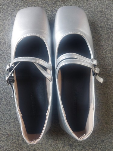 Silver plain toe flat women - flat, women's
