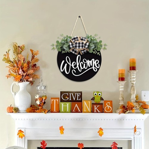Welcome wooden door hanging - wooden,
