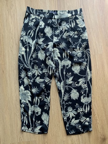 Black floral tapered ankle - m&s,