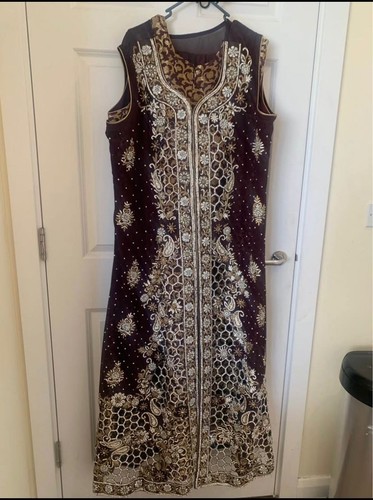 Ladies maroon gold embroidered - maroon,