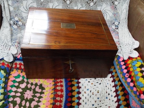 Antique mahogany writing - writing, slope