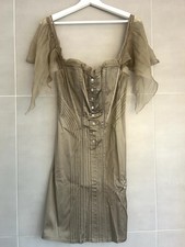 La Perla Vintage Satin Corset Dress Tulle Sleeve Size IT 44