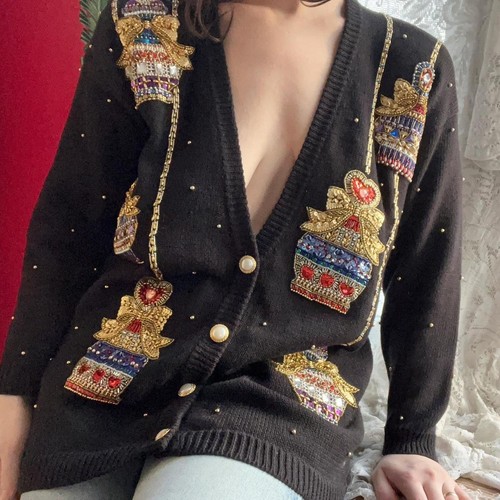 Vintage 1980s black cotton - 1980s,