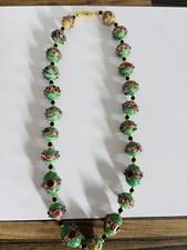VINTAGE TURQUOISE- GREEN WEDDING CAKE NECKLACE ( Murano Venetian beads).