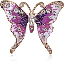 YUEMING Vintage Butterfly Brooch Pin Rhinestones Crystal Scarf Clips