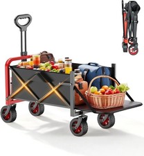 Portable Camping Trolley- 4 Wheels Folding -For-Auction- Black & Red 