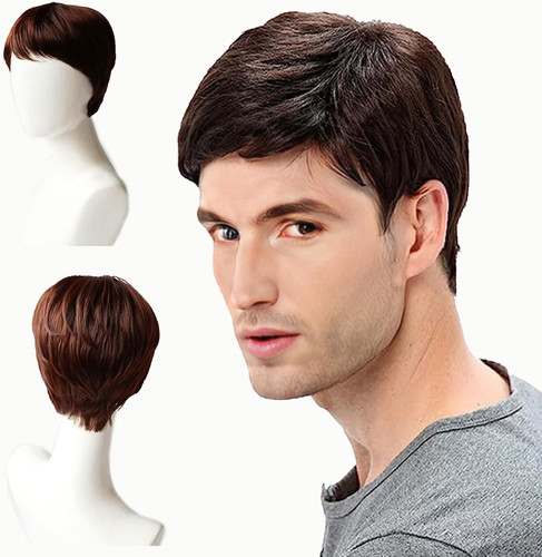 Short brown men wig - short,