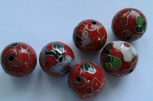 Round cloisonne beads red - beads,,