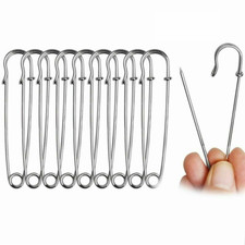10pcs Silver Safety Pins Extra Large Fastener Kilts Blankets Skirts Art Crafts