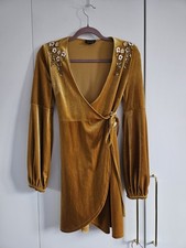Topshop mustard velvet wrap