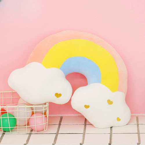 Stuffed rainbow cushion girly - cushion,