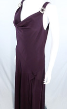 PEARCE FIONDA Long Purple Dress Size UK14 Party Evening Removable Brooches