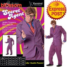 CA242 Secret Agent Austin Power Dr Evil Shag Mens 1960s Fancy Dress Suit Costume