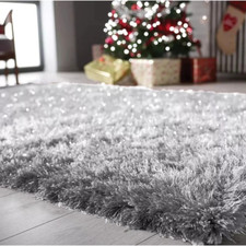 Large Shaggy Rug Fluffy Shimmer Sparkle Carpet Living Room Bedroom  Floor Mat