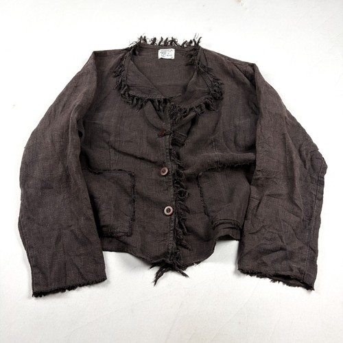 Boho brown linen jacket raw - boho,