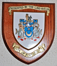 City of Portsmouth plaque shield crest coat of arms Presented by the Lord Mayor