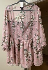 Torrid Top Pink Floral Peasant