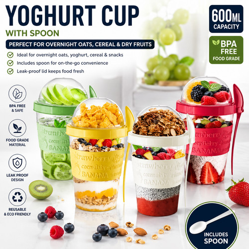 Yoghurt cup with - yoghurt,