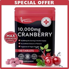 CRANBERRY 10,000MG - 120 Vegan Tablets Urinary Tract Bladder & Kidney Support UK