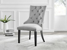 **Seconds** Belgravia Grey Velvet Knockerback Black Leg Dining Chairs Set of 2