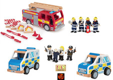 Wooden Toy Police Car Van and