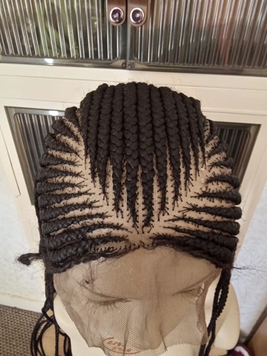 Black straight back cornrow - black, straight‑back