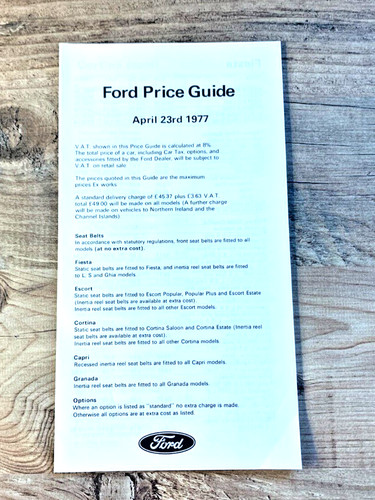 Ford price list 1977 - list,
