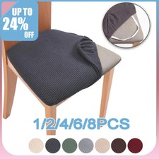 1-8pcs Dining Chair Seat Covers Stretch Jacquard Cushion Slipcovers Protector