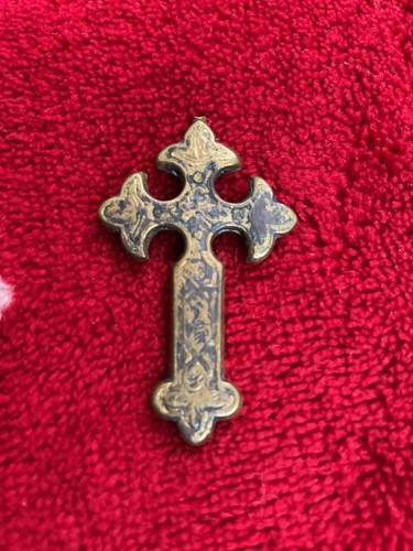 Antique brass filigree pocket - brass,