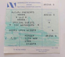 U2 THE UNFORGETTABLE FIRE TOUR BIRMINGHAM NEC 1984 TICKET 