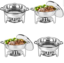 IMACONE Chafing Dish Buffet Set 4 Pack, 5QT Round Stainless Steel Chafer for ...