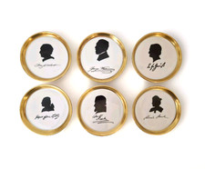 Six Fürstenberg Porcelain Collectable Hanging Plates Literary 10cm x10cm Vintage