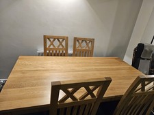 Solid Oak Dining Table Top 180cm x 100cm x 6cm with 4 Matching Chairs Collection