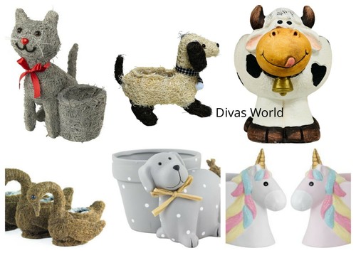 Flower pot planter - flower, animals