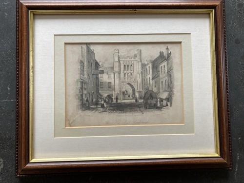 Framed antique engraving print