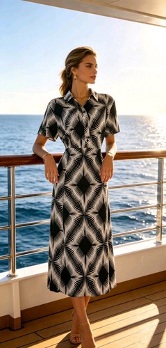 Navy blue geometric midi