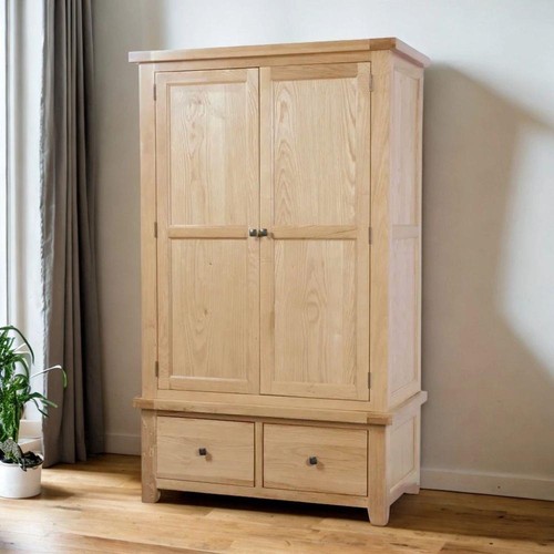 Solid oak double wardrobe - double, with