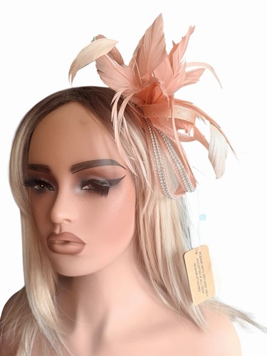 Peach fascinator with - peach,