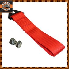 Red Universal Racing Drifting Motorsport JDM Car Tow Strap + Fixing Bolt 