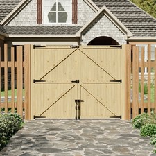 7ft9'' Large Double Doors Driveway Gate Pedestrian Garden Gate Heavy Duty Timber