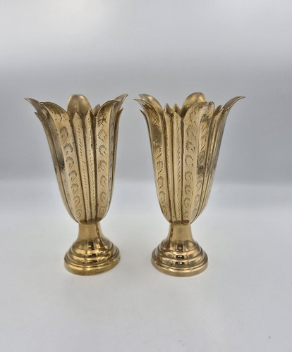 Pair vintage engraved tulip - of,