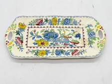 ANTIQUE MASON'S REGENCY HANDLED SERVING TRAY RECTANGULAR PLATE FLORAL BIRD