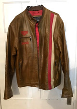 Dakota Tag Heuer Mens Leather Biker Jacket XL special Edition Steve Mcqueen