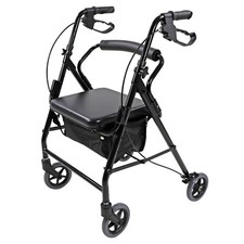 Rollator Walker with Seat Foldable Disability Mobility Travel Aid Padded Frame