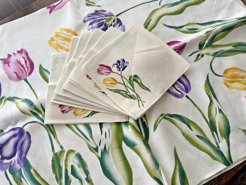 Vintage spring print linen - vintage,