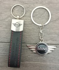 2 Genuine Bmw Mini Leather and Metal Keyrings 