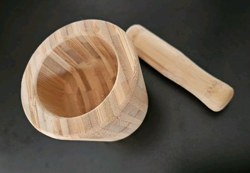 Small wooden mortar and - mortar, pestle