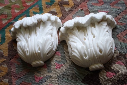 19th pair carved marble - carved,